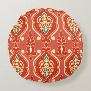 Handmade Ikat fabric. Ethnic seamless pattern. Asi Round Cushion