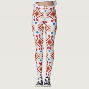 Handmade Ikat fabric, ethnic seamless pattern. Leggings
