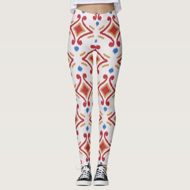 Handmade Ikat fabric, ethnic seamless pattern. Leggings (Front)