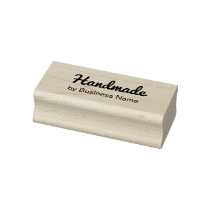 Handmade in Cursive Script by Business Name Rubber Stamp
