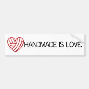 Handmade Is Love Yarn Heart Crafts Bumper Sticker