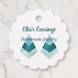 Handmade Jewellery Blue Watercolor Favour Tags