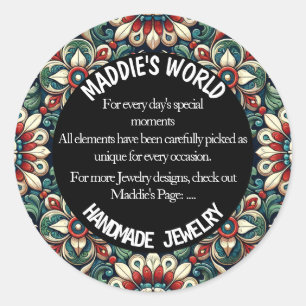 Handmade Jewellery Classic Round Sticker