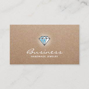 Handmade Jewellery Diamond Logo Elegant Kraft Business Card