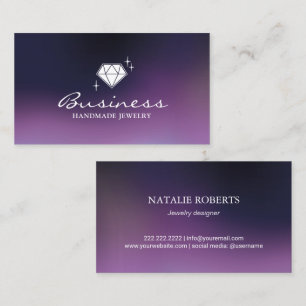 Handmade Jewellery Diamond Logo Modern Purple Business Card