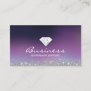Handmade Jewellery Diamond Logo Modern Purple Ombr Business Card