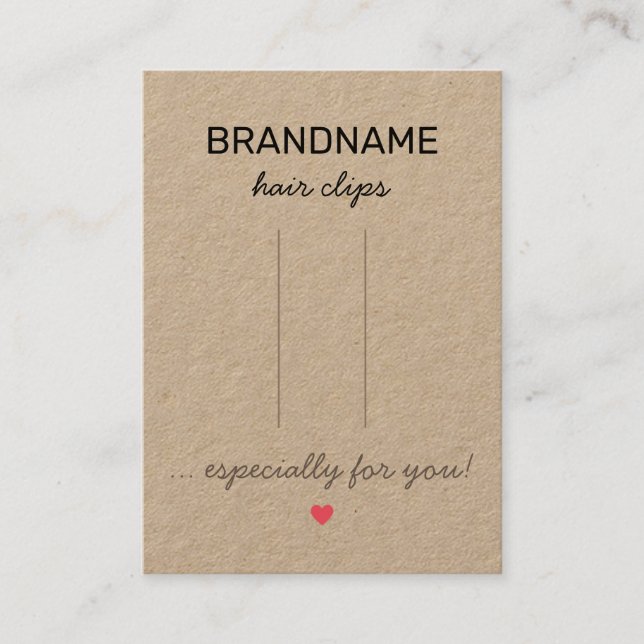 Handmade Jewellery Heart Rustic Hair Clips Holder Business Card (Front)