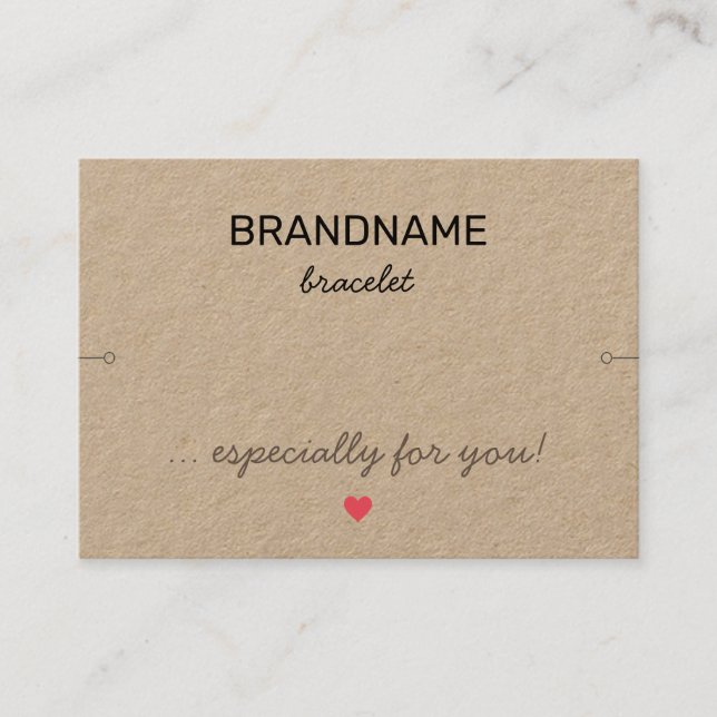 Handmade Jewellery Tiny Heart Rustic Bracelet Hold Business Card (Front)