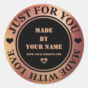 Handmade Just For You Made Love Copper Black Rose Classic Round Sticker