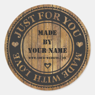 Handmade Just For You Made With Love Rustic Black Classic Round Sticker