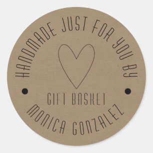 Handmade Just For You   Your Business Classic Round Sticker