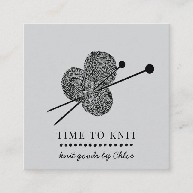 Handmade Knit Goods Square Business Card (Front)