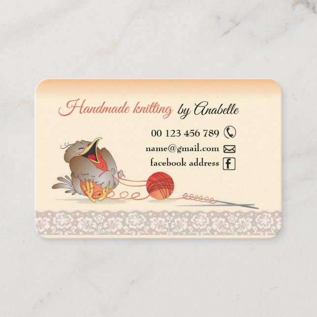 Handmade knitting business card (Front)