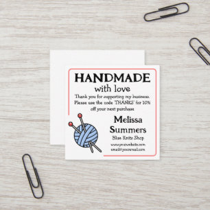 Handmade Knitting Coupon Square Business Card