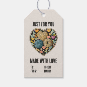 Handmade knitting crochet custom name gift Tag