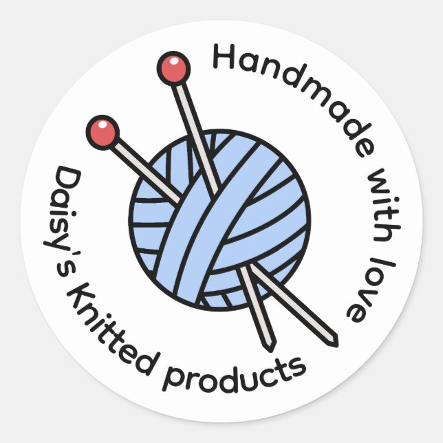 Handmade Knitting Personalised  Classic Round Sticker (Front)