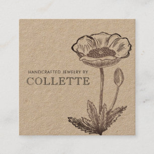 Handmade Kraft Flower Jewellery Designer Square Business Card