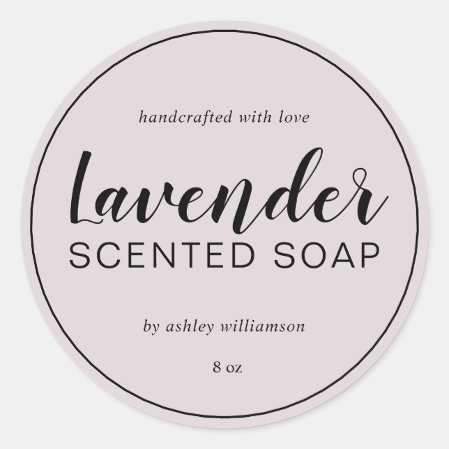 Handmade Lavender Soap Chic Calligraphy Purple Classic Round Sticker (Front)