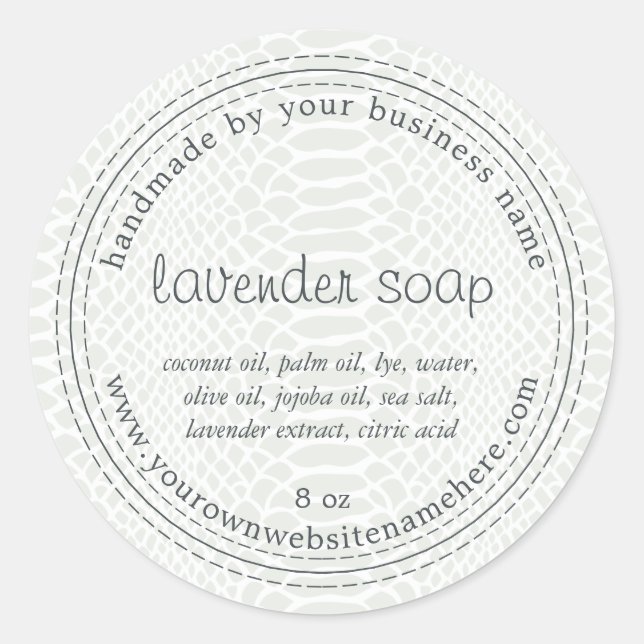 Handmade Lavender Soap Green Snake Pattern Classic Round Sticker (Front)