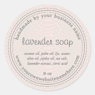 Handmade Lavender Soap Pink Grey Snake Pattern Classic Round Sticker