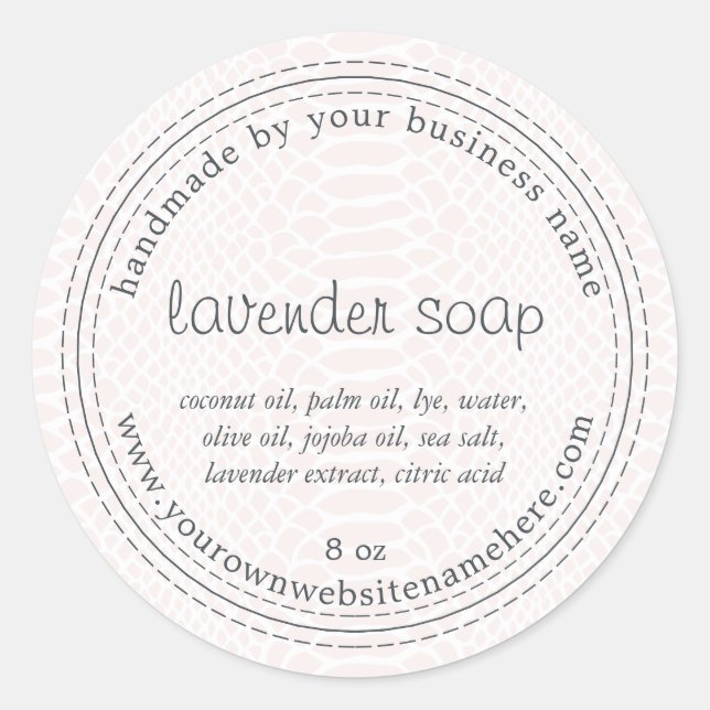 Handmade Lavender Soap Pink Snake Pattern Classic Round Sticker (Front)