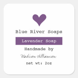 Handmade Lavender Soap Purple Heart Square Sticker