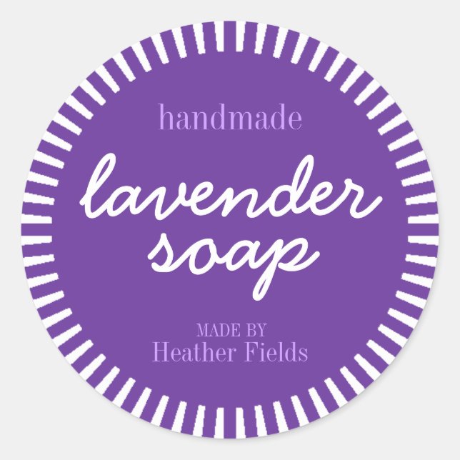 Handmade Lavender Soap Round Label Template (Front)