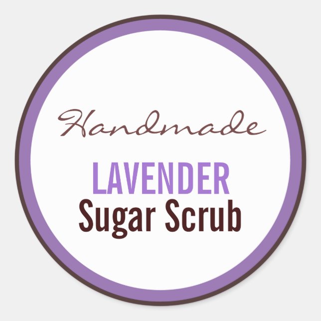 Handmade Lavender Sugar Scrub Classic Round Sticker (Front)