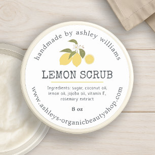 Handmade Lemon Scrub Organic Skincare Jar Classic Round Sticker