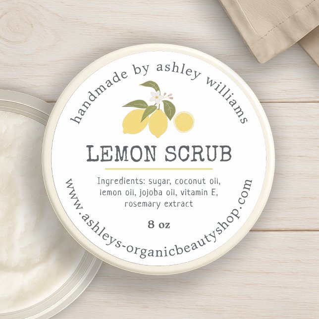 Handmade Lemon Scrub Organic Skincare Jar Classic Round Sticker (Creator Uploaded)