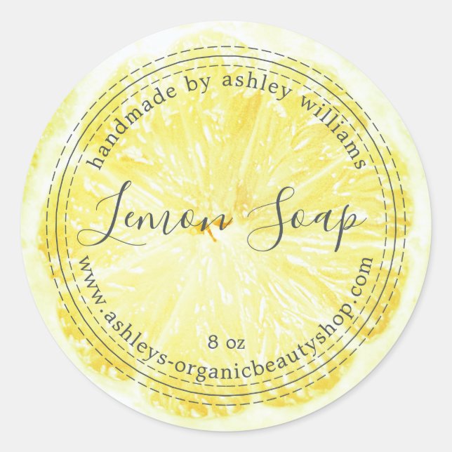 Handmade  Lemon Soap Organic Business Classic Round Sticker (Front)