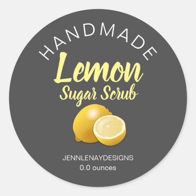 Handmade Lemon Sugar Scrub Modern Round Labels (Front)