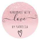 Handmade love typography pink glitter sparkles