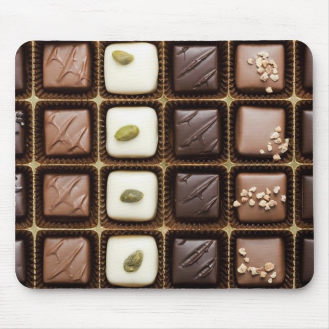 Handmade luxury chocolate in a box mouse mat (Front)