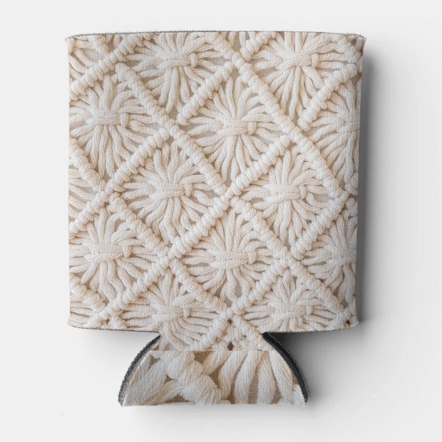 Handmade macrame texture, eco-friendly concept. can cooler (Front)