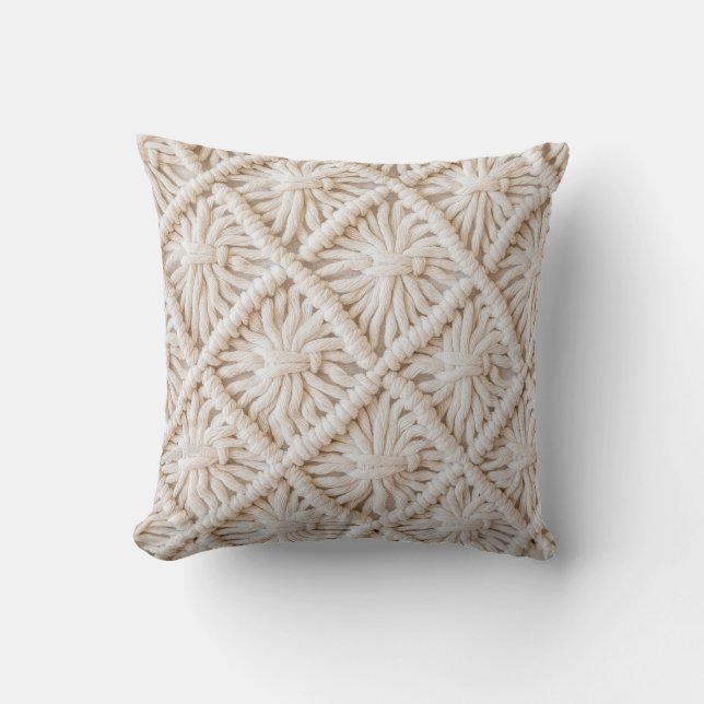 Handmade macrame texture, eco-friendly concept. cushion (Front)