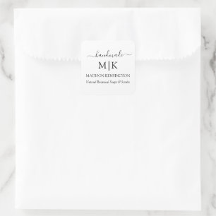 Handmade Monogram or Add Logo Business Small Square Sticker