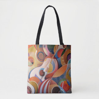 Handmade Music Abstract Painting Tote Bag