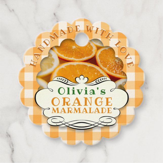Handmade Orange Marmalade Favour Tags (Front)
