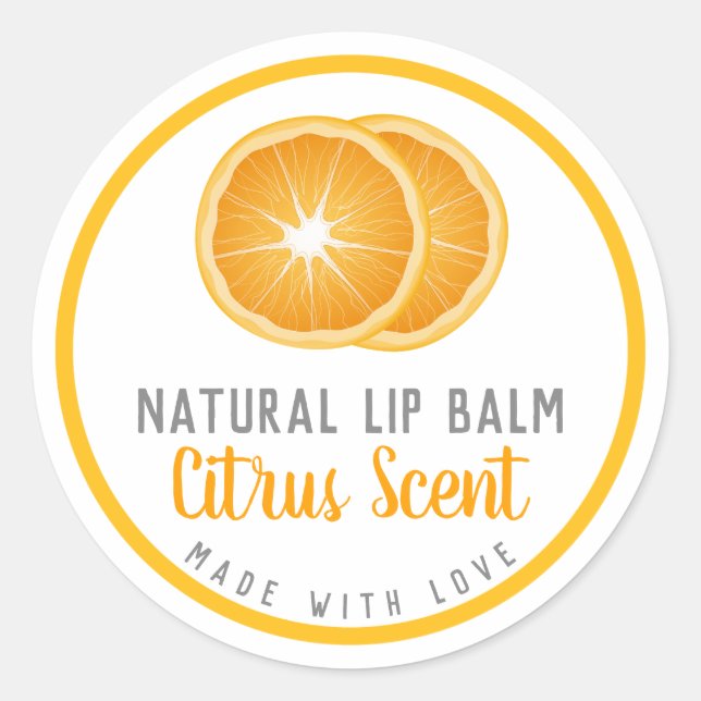 Handmade Orange Tangerine Citrus Lip Balm Labels (Front)