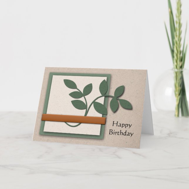 Handmade paper leaves card (Front)