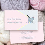 Handmade Pastel Pink Blue Knitting or Yarn Craft Business Card<br><div class="desc">Feminine business card - ideal for your knitting, crochet, macrame or other yarn craft business. The design features a heart-shaped ball of yarn and knitting needles and a colour palette of pastel pink, blue and yellow. The template is set up for you to add your company name and tagline (or...</div>