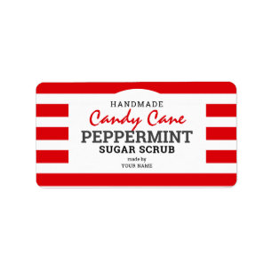 Handmade Peppermint Candy Cane Sugar Scrub Label