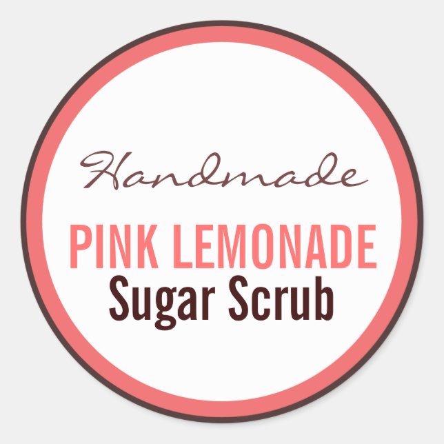 Handmade Pink Lemonade Sugar Scrub Classic Round Sticker (Front)