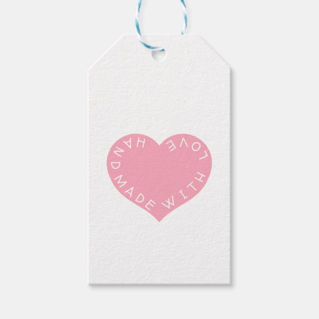 Handmade Pink Love heart Gift Tags (Front)
