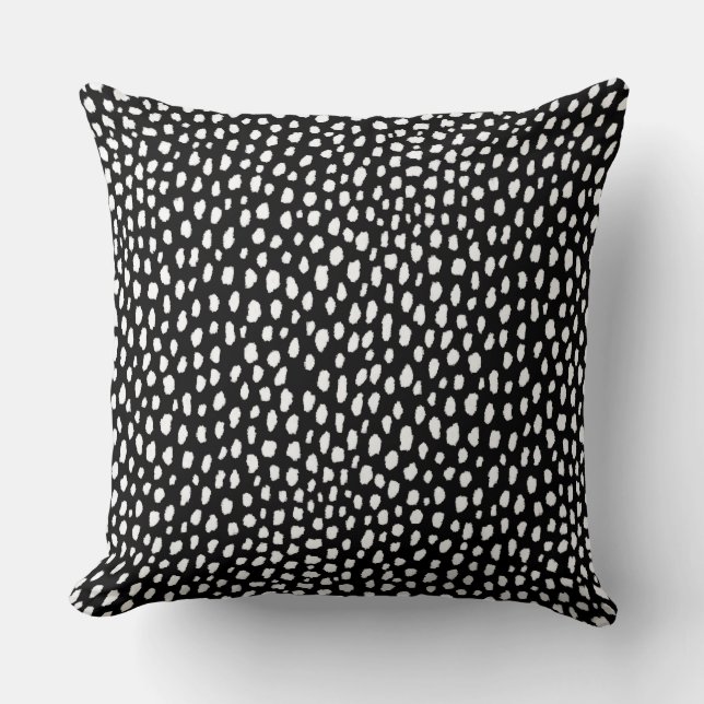 Handmade polka dot brush strokes (black and white) cushion (Front)