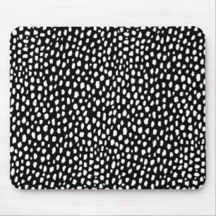 Handmade polka dot brush strokes (black and white) mouse mat