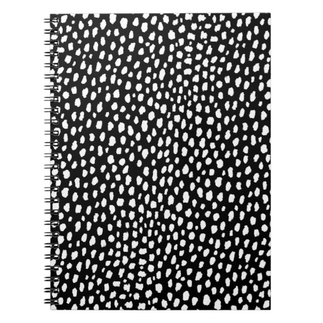Handmade polka dot brush strokes (black and white) notebook (Front)