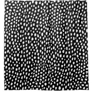 Handmade polka dot brush strokes (black and white) shower curtain