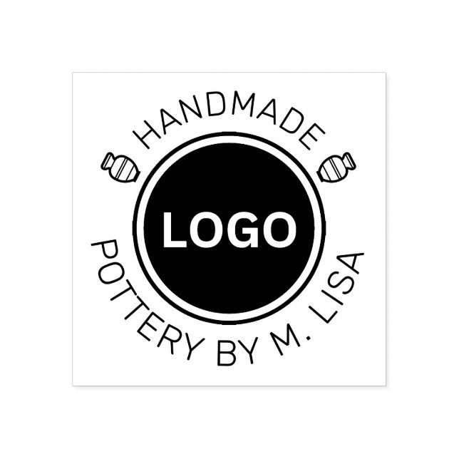 Handmade Pottery By Curved text Rubber Stamp (Imprint)